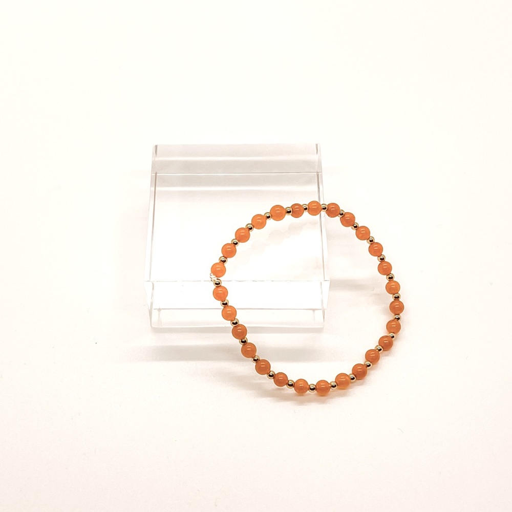 Handmade Orange and Gold Beaded Bracelet